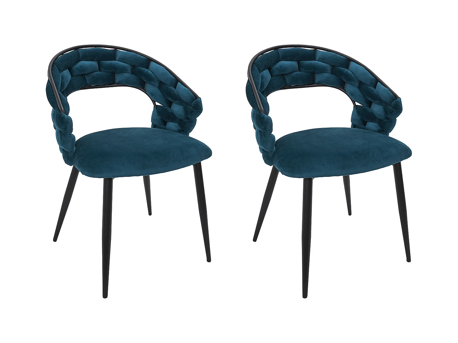 Chaise Sawyer Bleu Canard - Lot De 2 Bleu, Noir