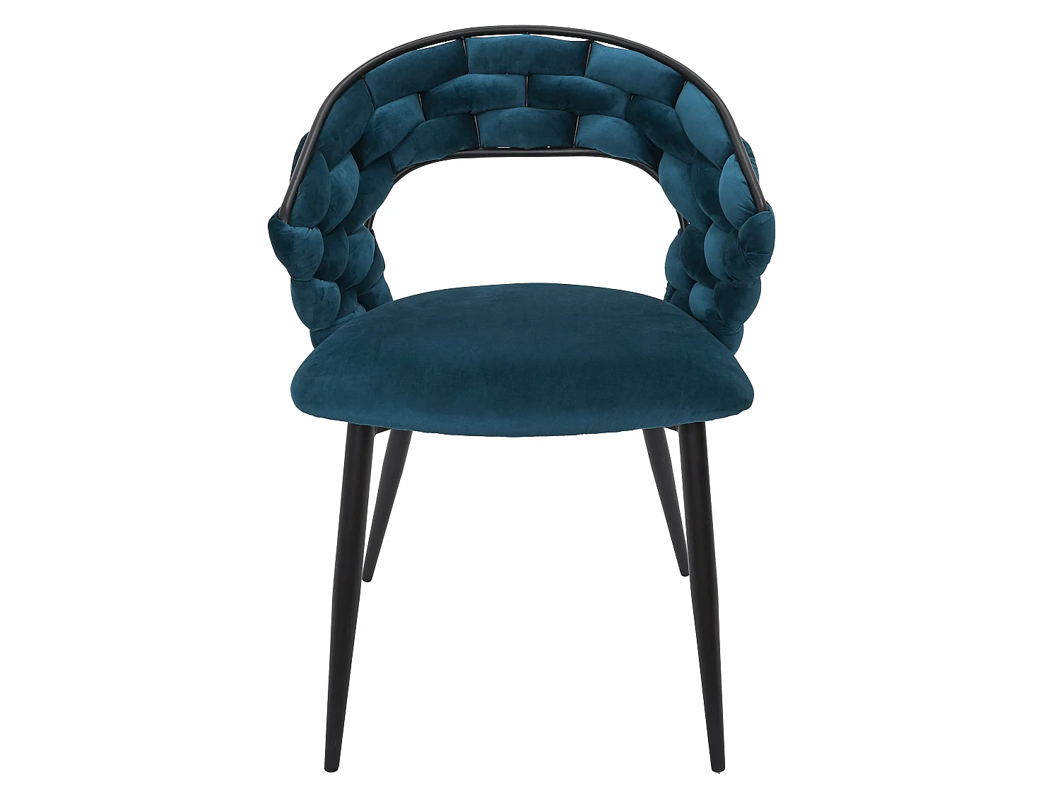 Lot de 2 Chaises Fauteuils de Table - HOME DECO FACTORY - Élégantes - Bleu et Noir