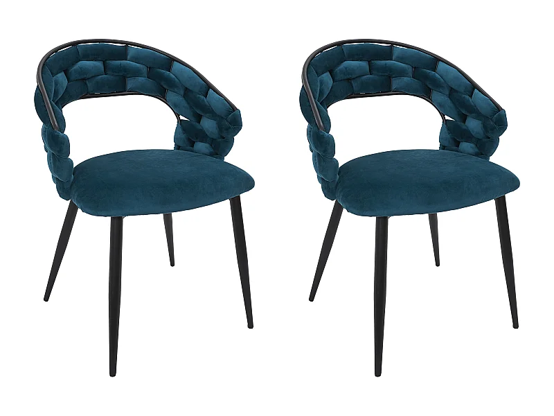 Chaise Sawyer Bleu Canard - Lot De 2 Bleu, Noir