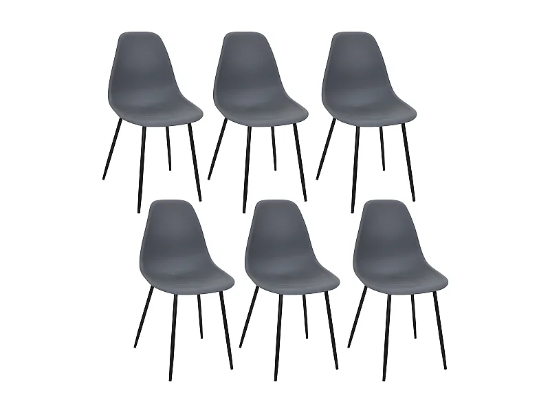 Chaise Gustav Gris - Lot De 6 Gris