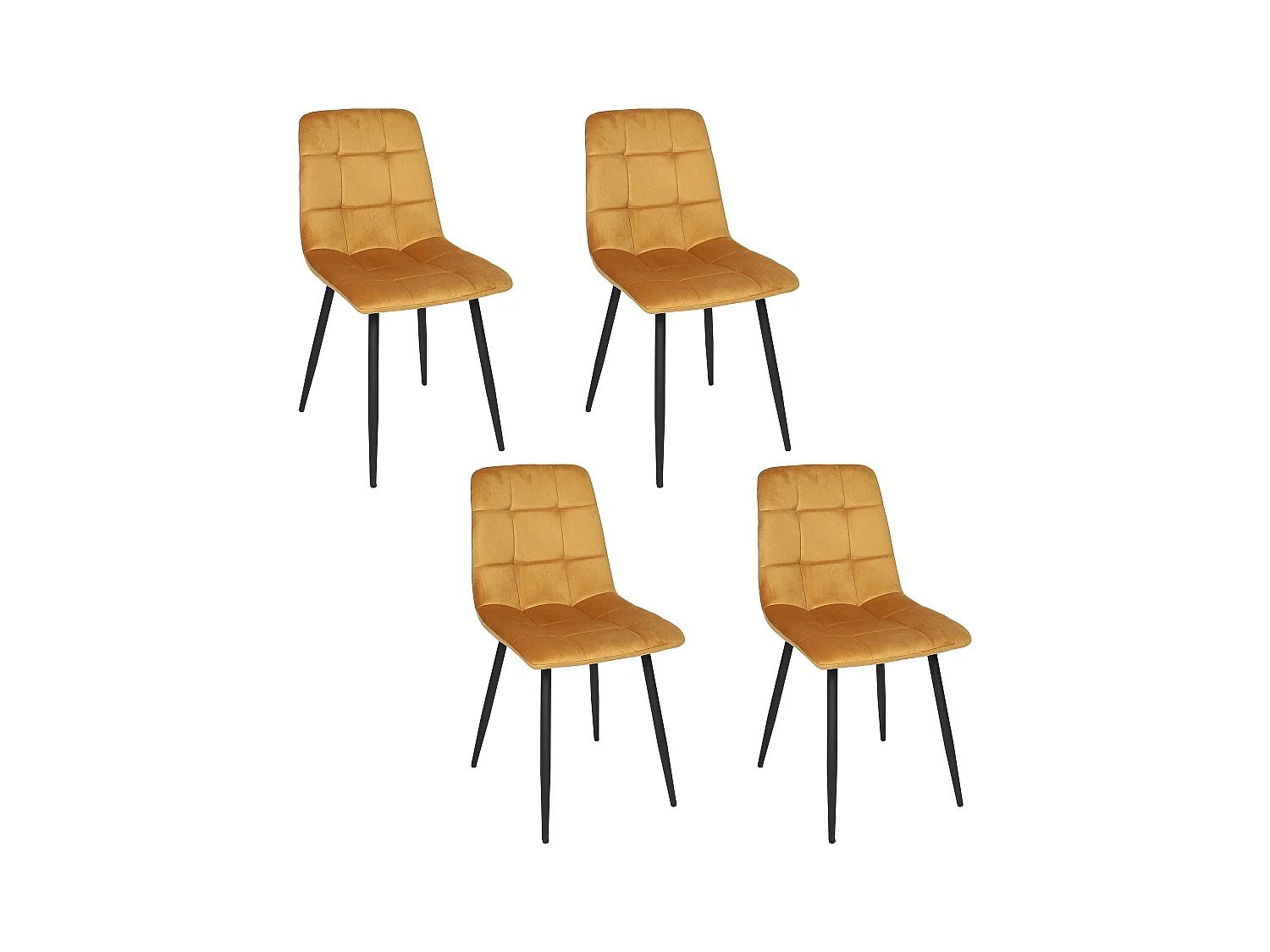 Chaise Mateo Jaune Moutarde - Lot De 4 Jaune, Noir