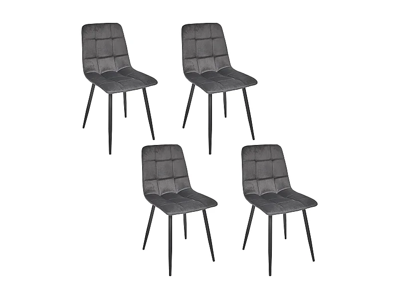 Chaise Mateo Gris - Lot De 4 Gris, Noir