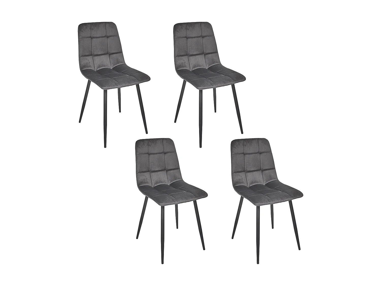 Chaise Mateo Gris - Lot De 4 Gris, Noir