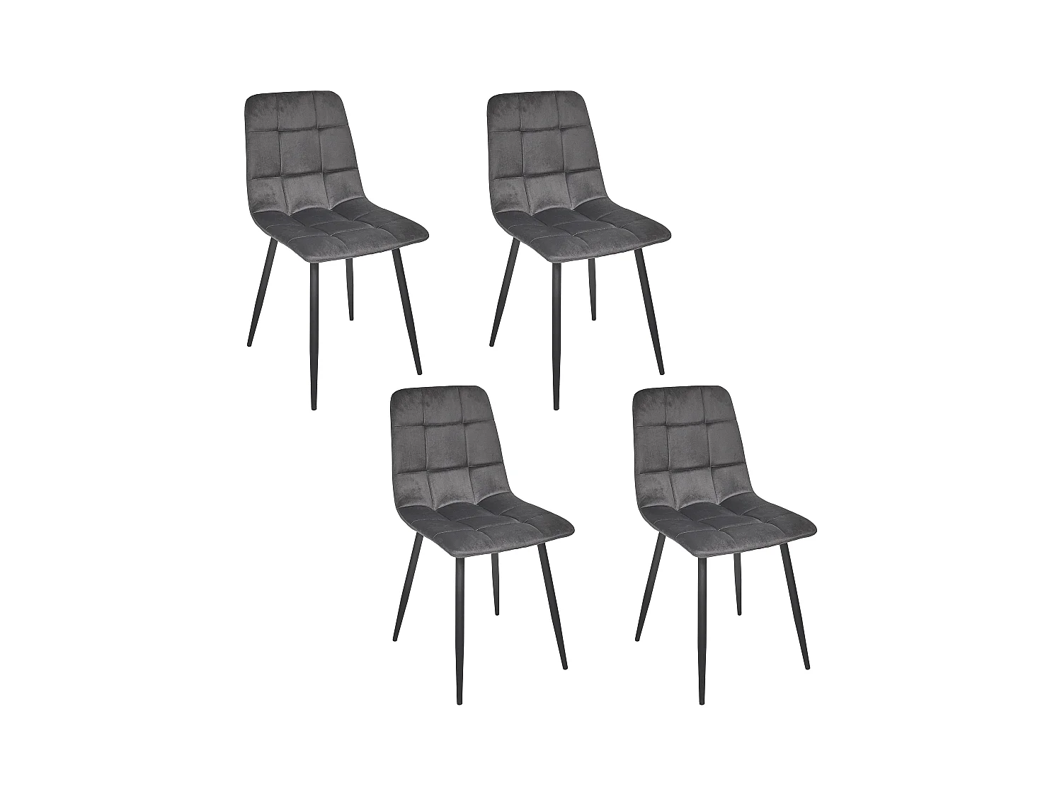 Chaise Mateo Gris - Lot De 4 Gris, Noir
