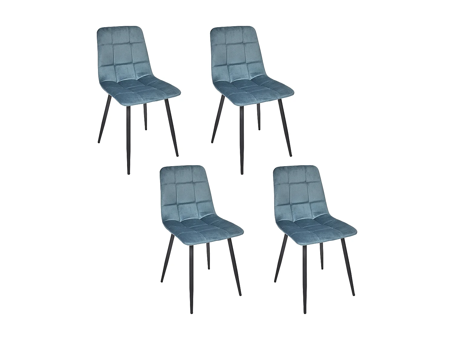Chaise Mateo Bleu Canard - Lot De 4 Noir, Bleu