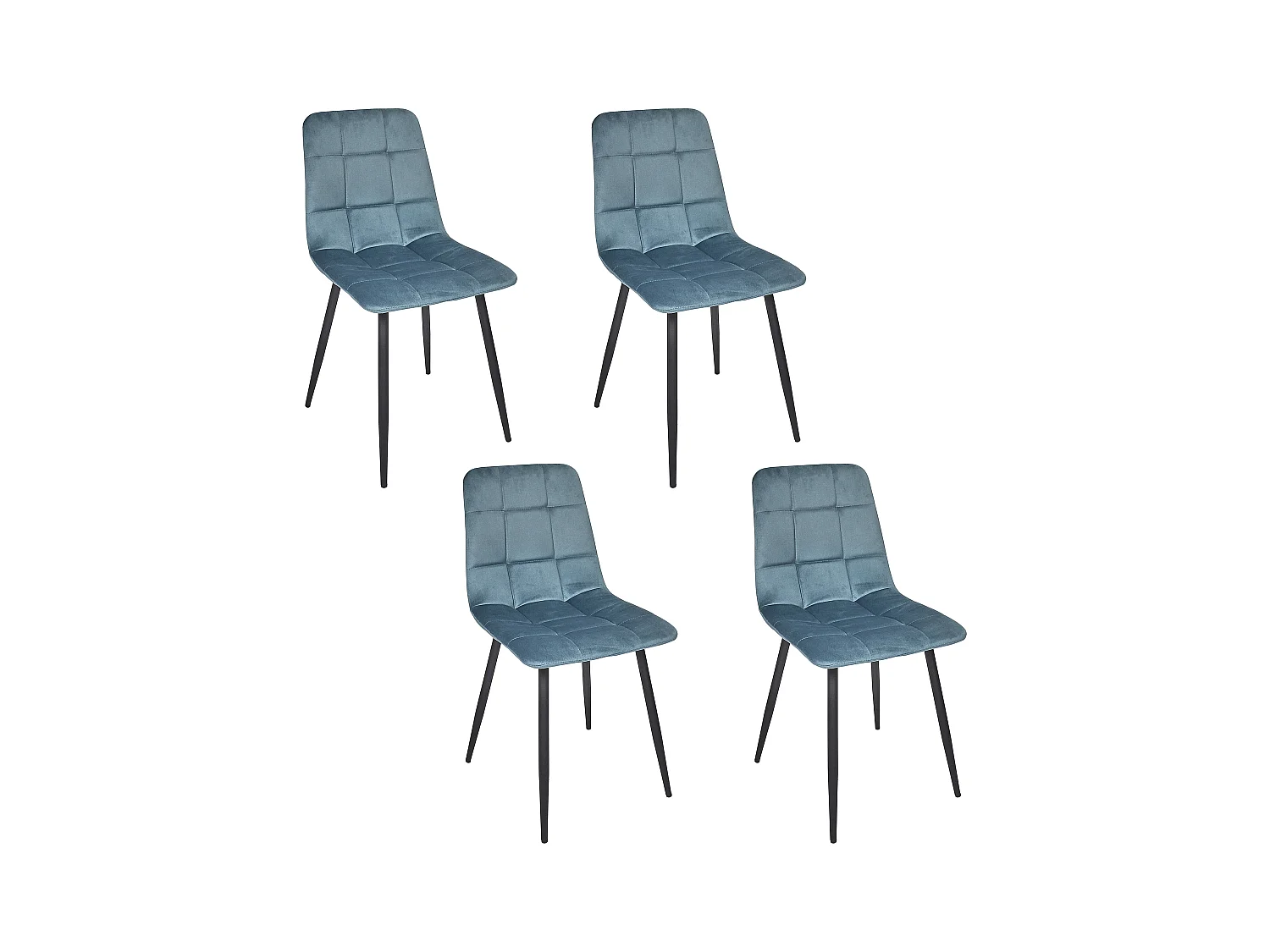 Chaise Mateo Bleu Canard - Lot De 4 Noir, Bleu
