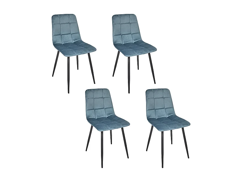 Chaise Mateo Bleu Canard - Lot De 4 Noir, Bleu