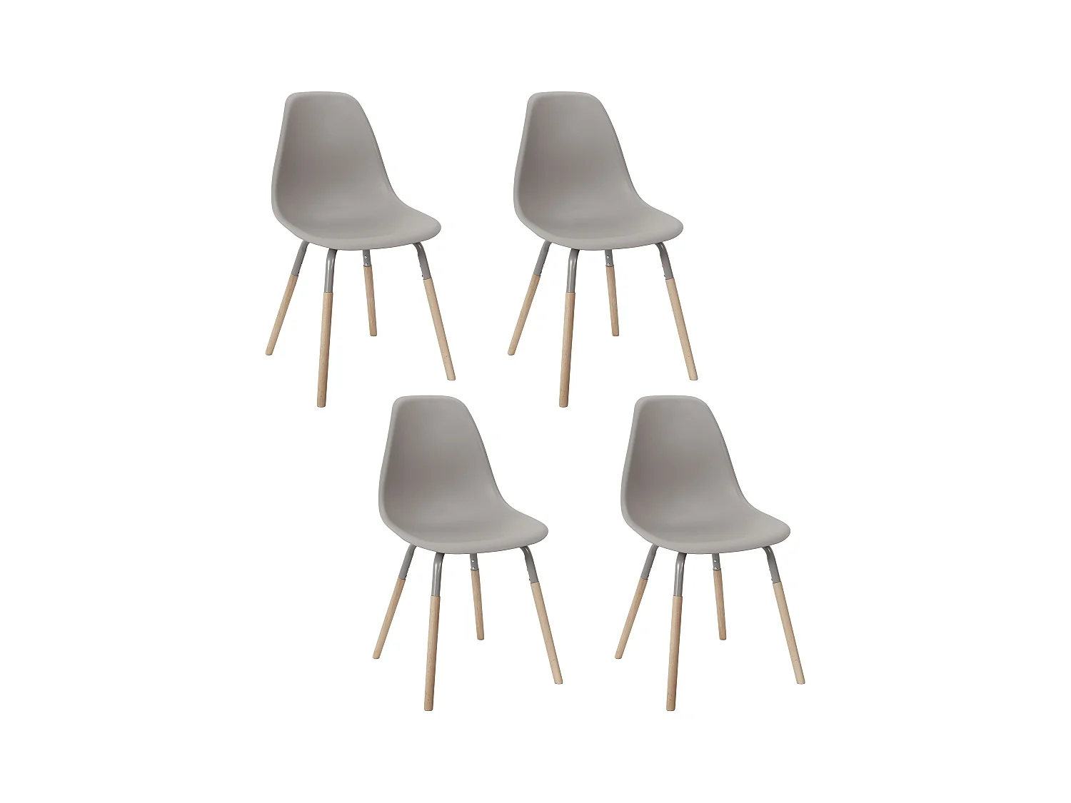 Chaise Scandinave Phenix Taupe - Lot De 4 Gris, Marron