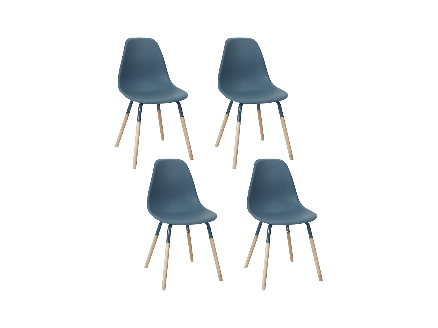 Chaise Scandinave Phenix Bleu Canard - Lot De 4 Bleu, Marron