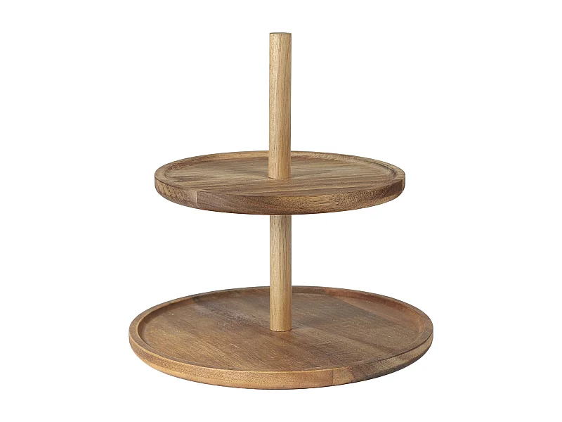 Presentoir 2 Etages Acacia M6 Marron