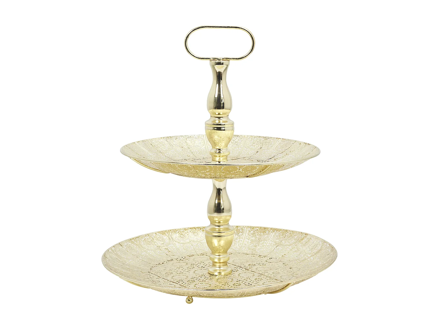 Plateau Decoratif Metal Dore 2 Etages M6 Or