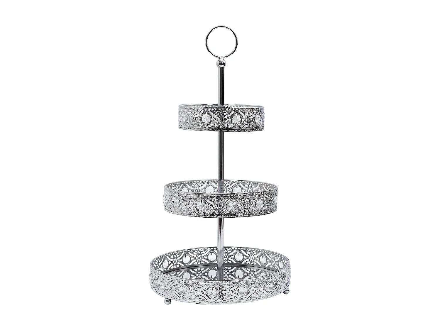 Plateau Decoratif Metal Argente 3 Etages A1/m6 Argent