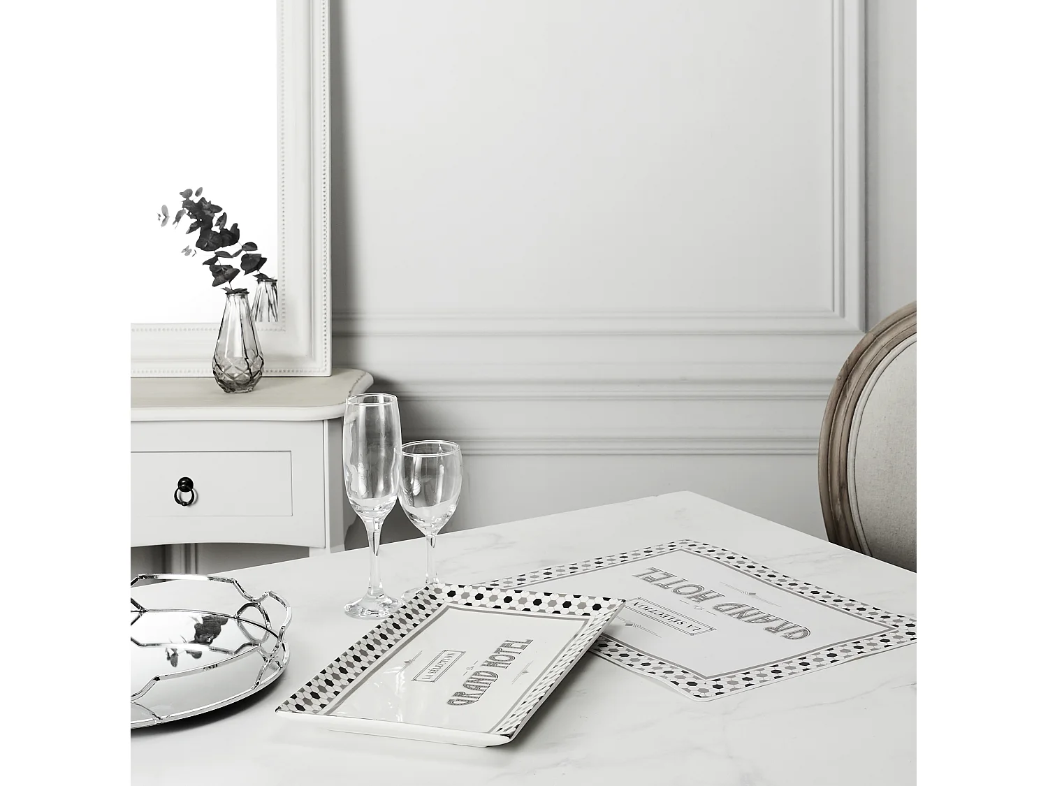 Plat Presentation Grand Hotel 20x35cm A1/m12 Blanc, Noir