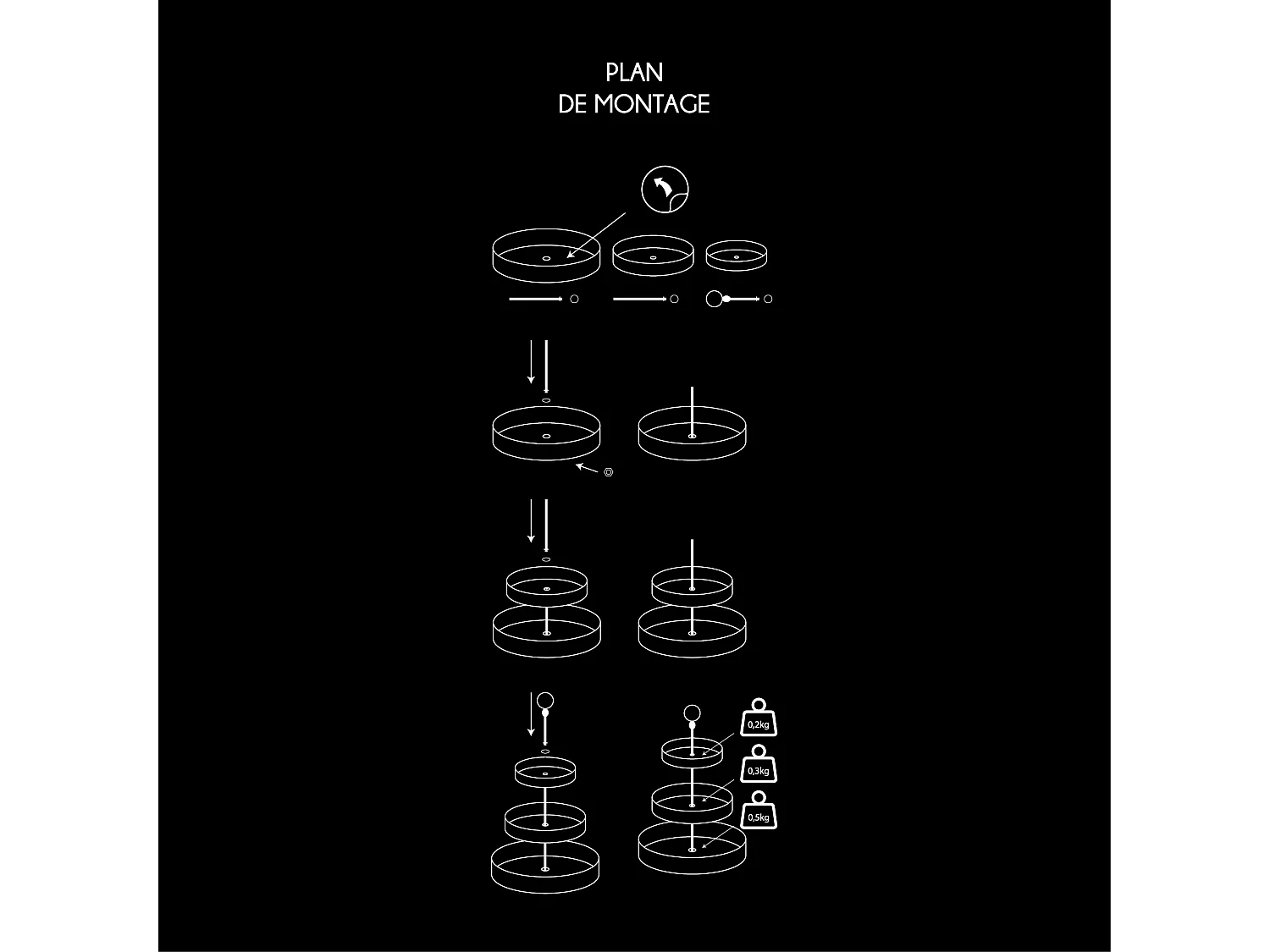 Plateau Decoratif Metal Dore 3 Etages Or