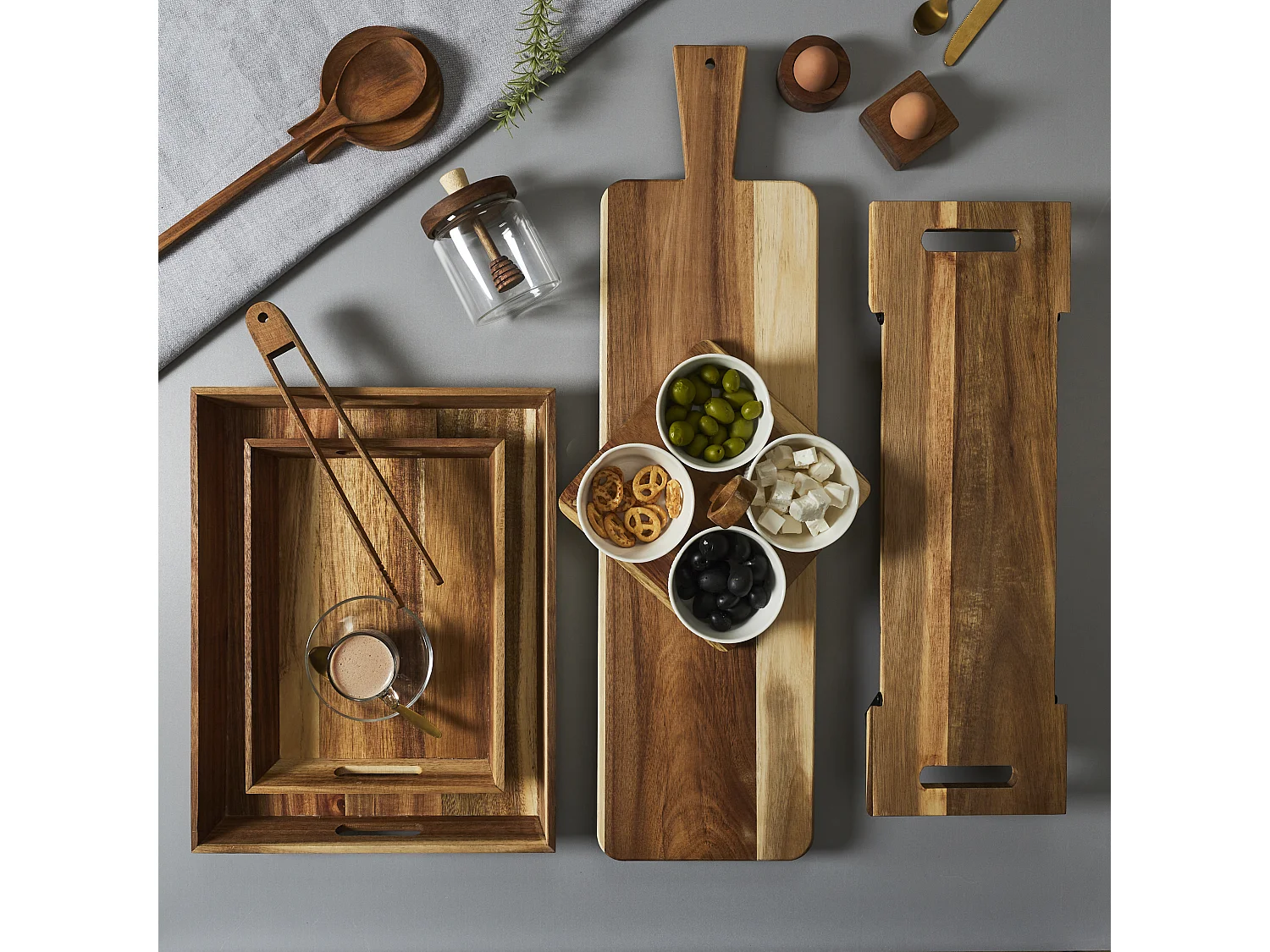 Plateau A Poignees Acacia 42x33cm M6