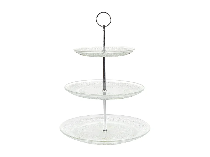 Plateau A Gateaux En Verre 3 Etages Transparent