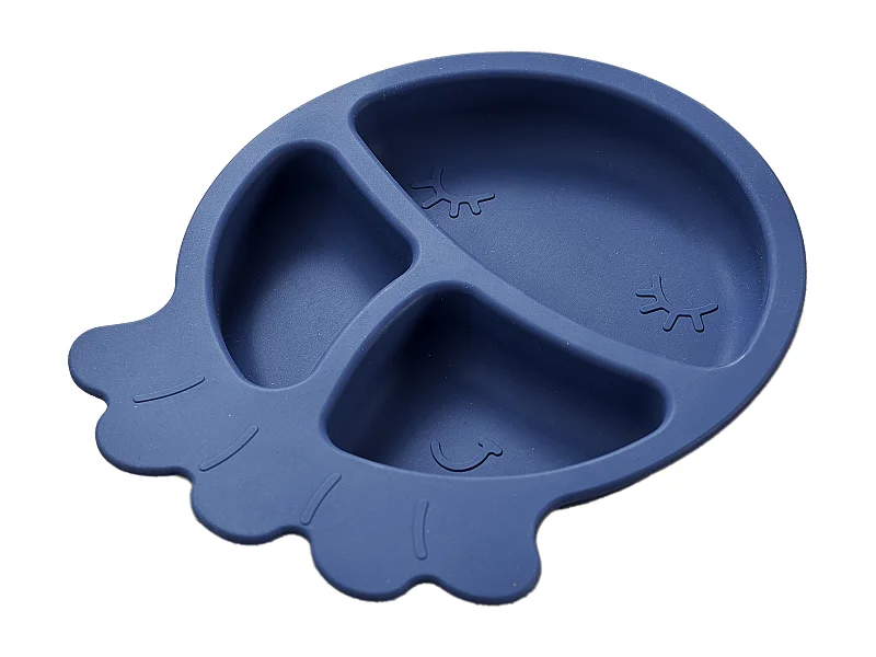 Assiette Silicone Pieuvre Bleu