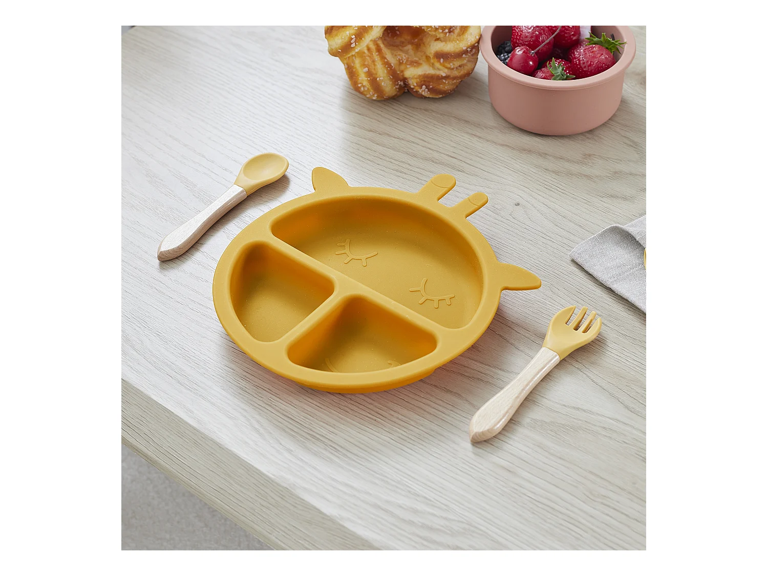 Assiette Silicone Girafe Jaune
