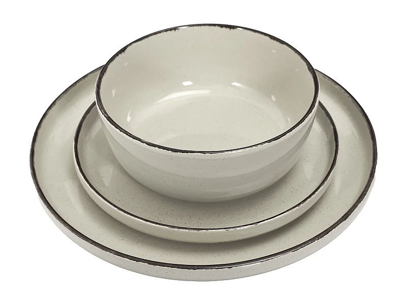 Service Vaisselle 12pcs Gres Du Temps Beige Beige