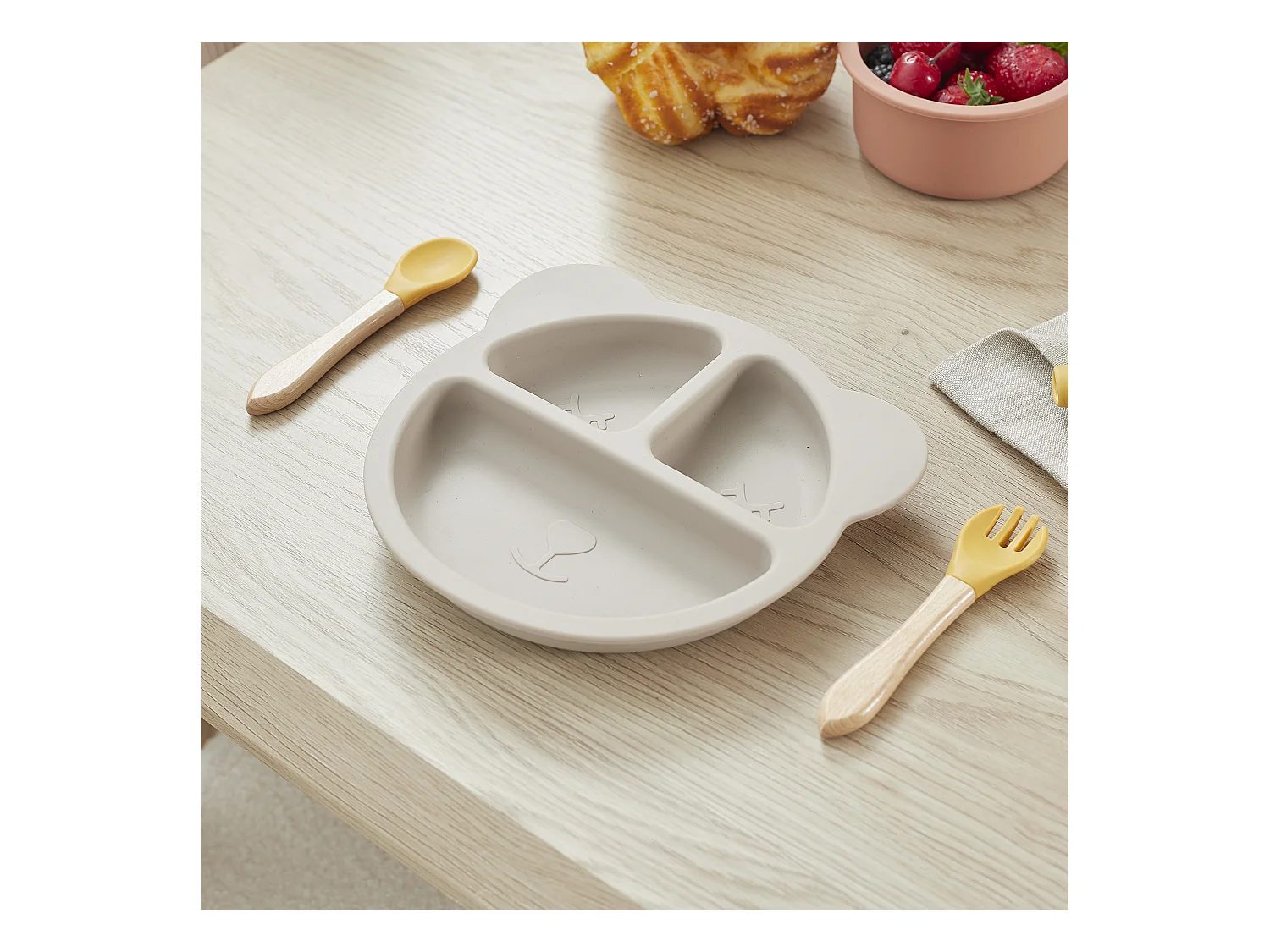 Assiette Silicone Ours Gris