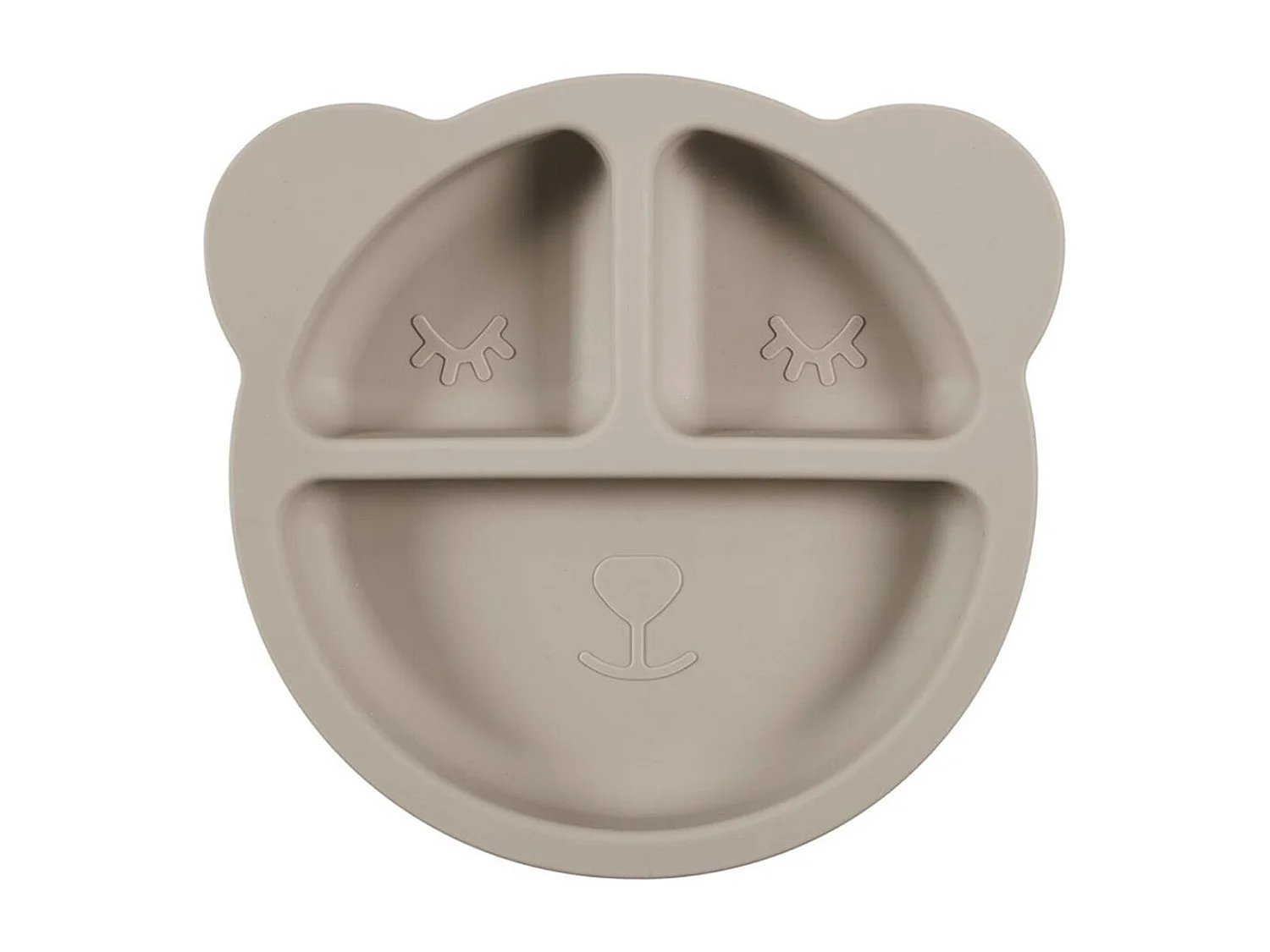 Assiette Bébé en Silicone "Ours" 23cm Gris