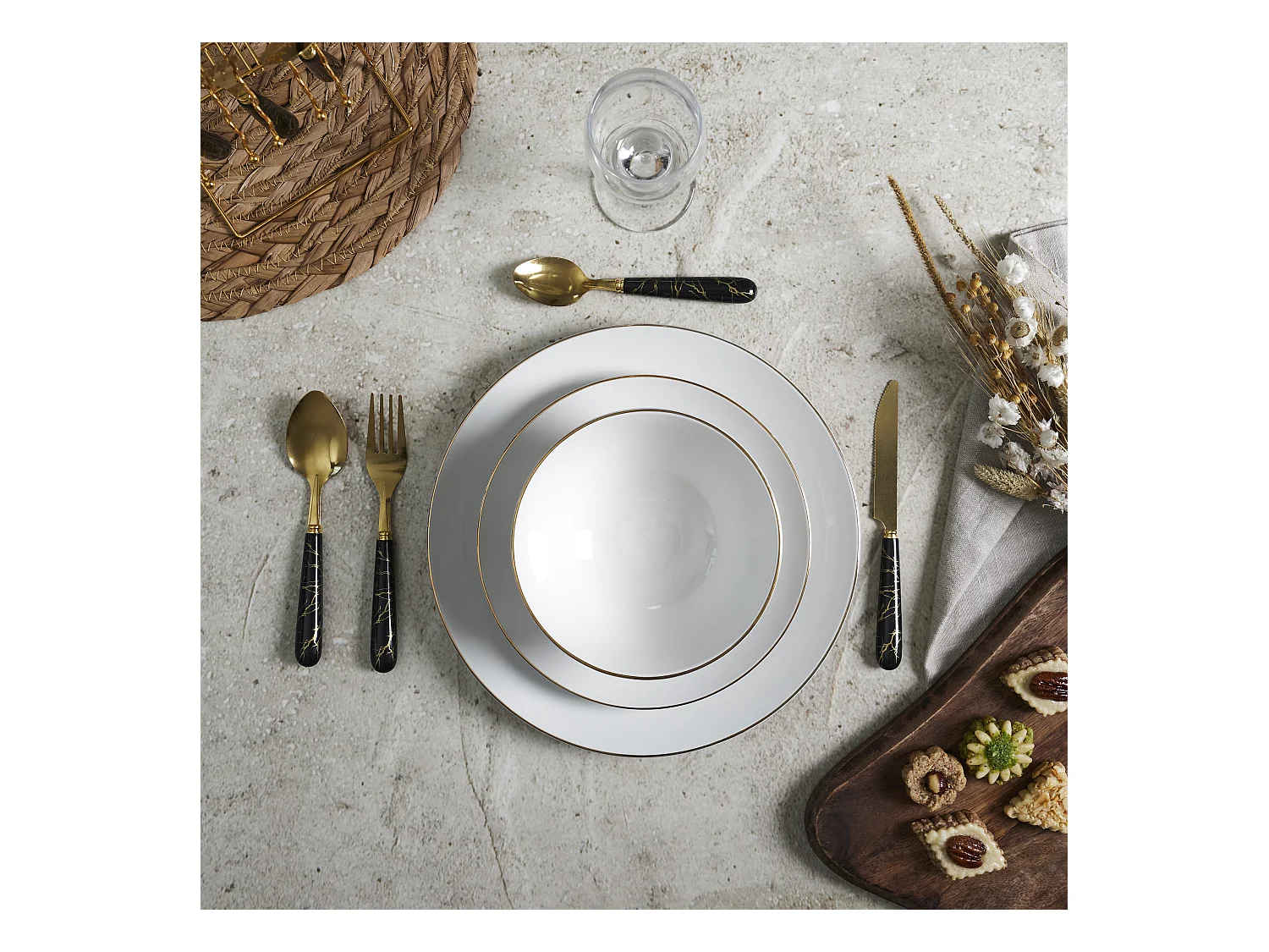 Service De Table Porcelaine 12pc Erina Blanc