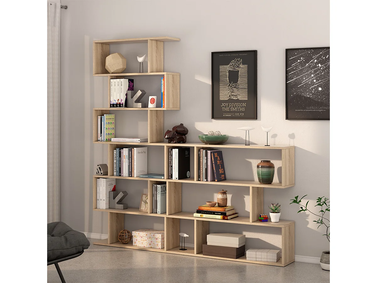 Libreria scaffale multiuso ROVERE con ripiani 110 X 25 X 97 cm salone studio camera - 301012F