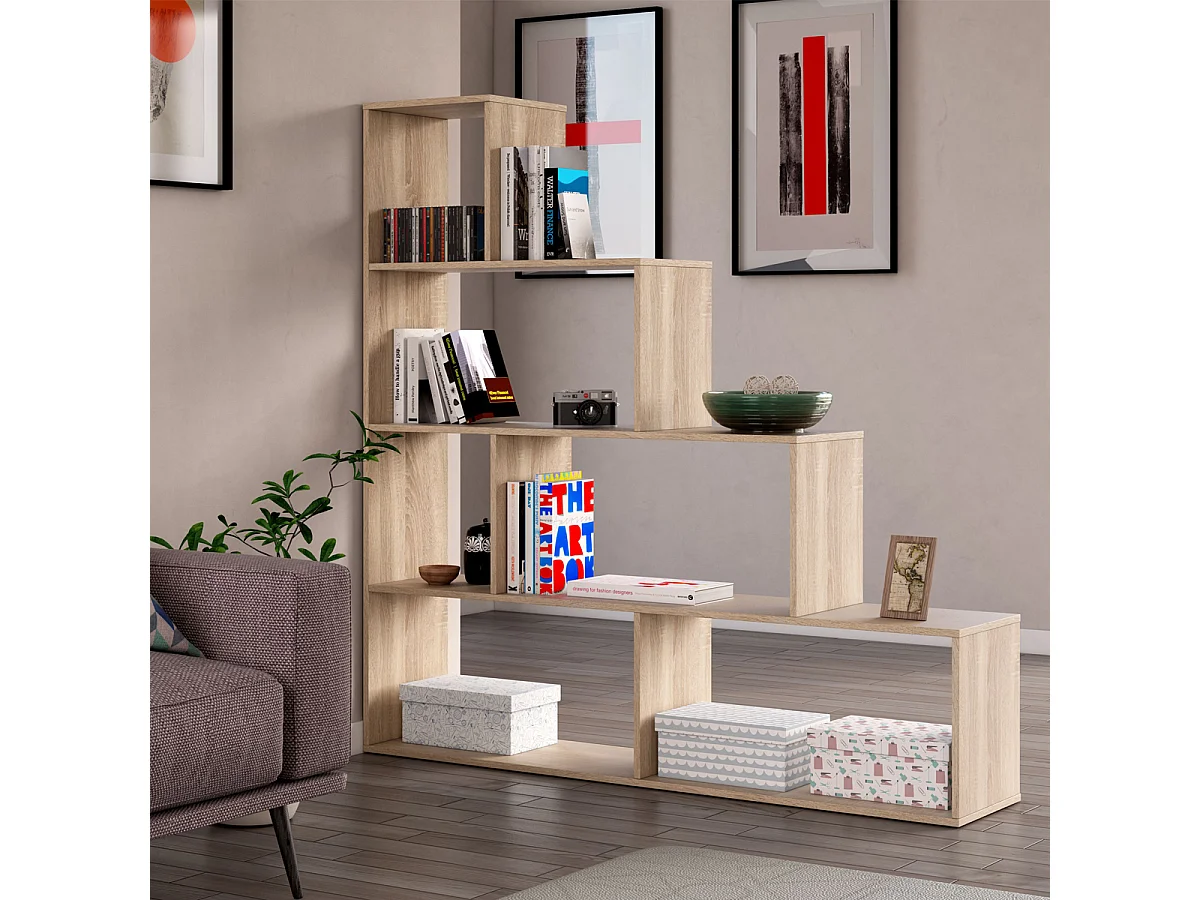 Libreria scaffale multiuso ROVERE con ripiani 145 X 29 X 145 cm salone studio camera - 002255F