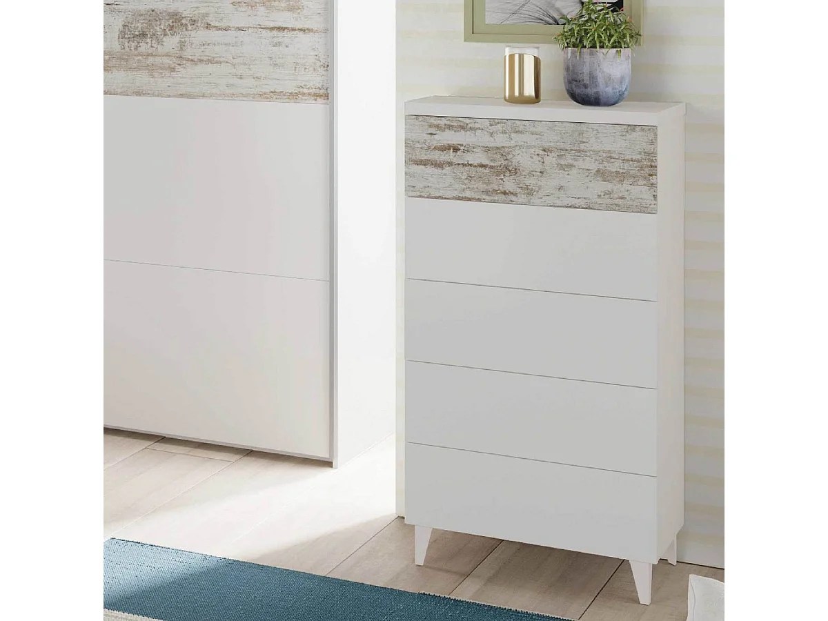 Mobile cassettiera con 5 cassetti bianco vintage 037835A