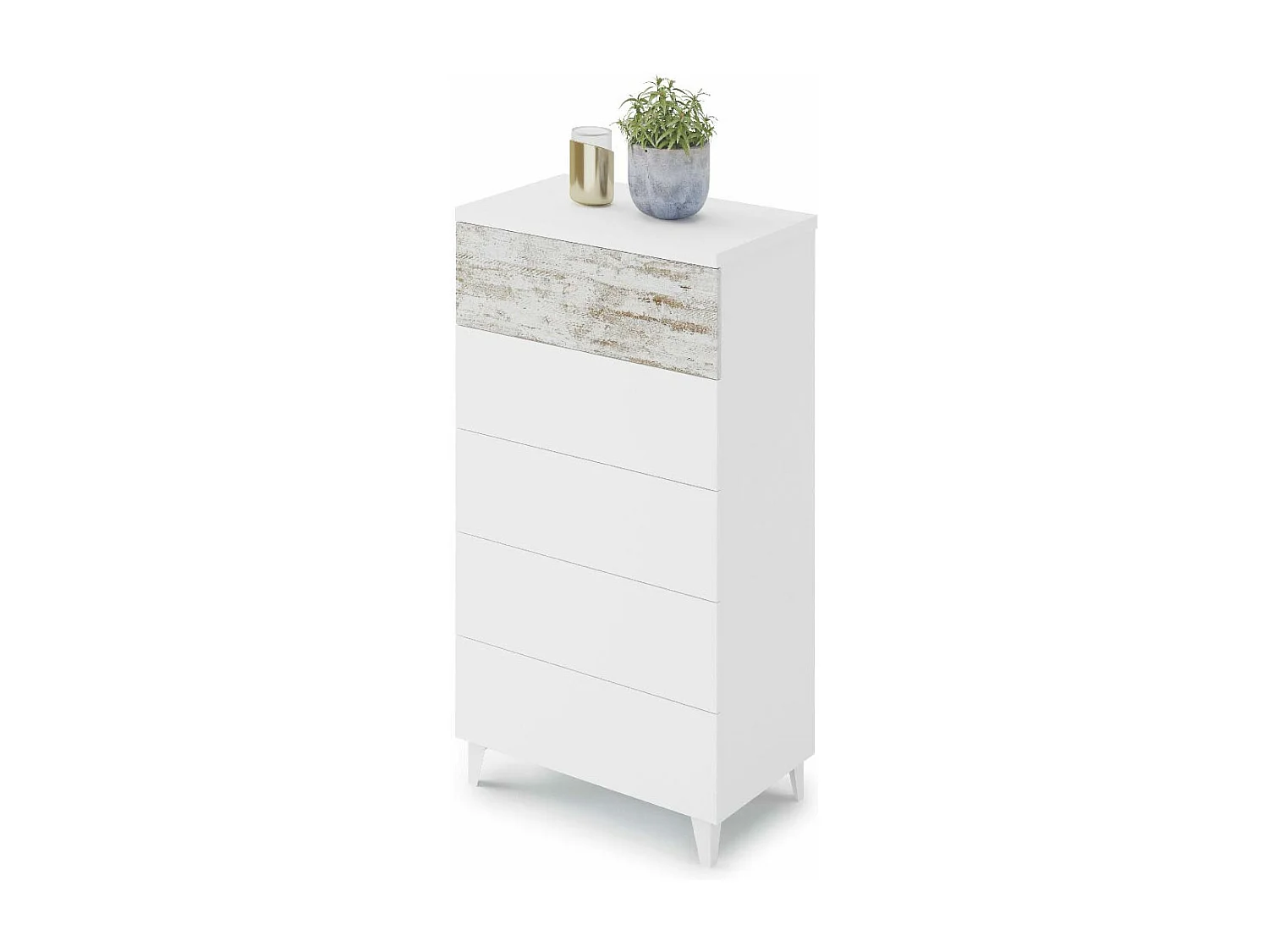 Mobile cassettiera con 5 cassetti bianco vintage 037835A