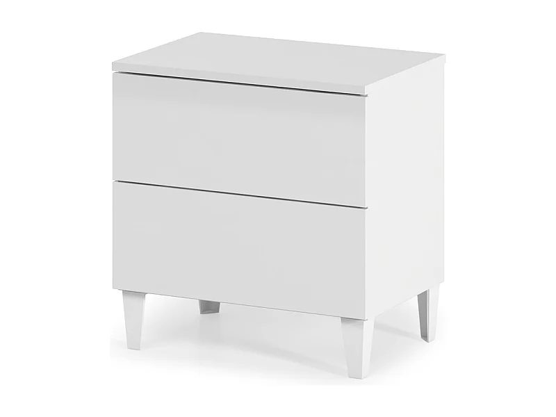 Comodino 2 cassetti 50 X 34 X 39 cm BIANCO camera da letto con piedi - 007832BO