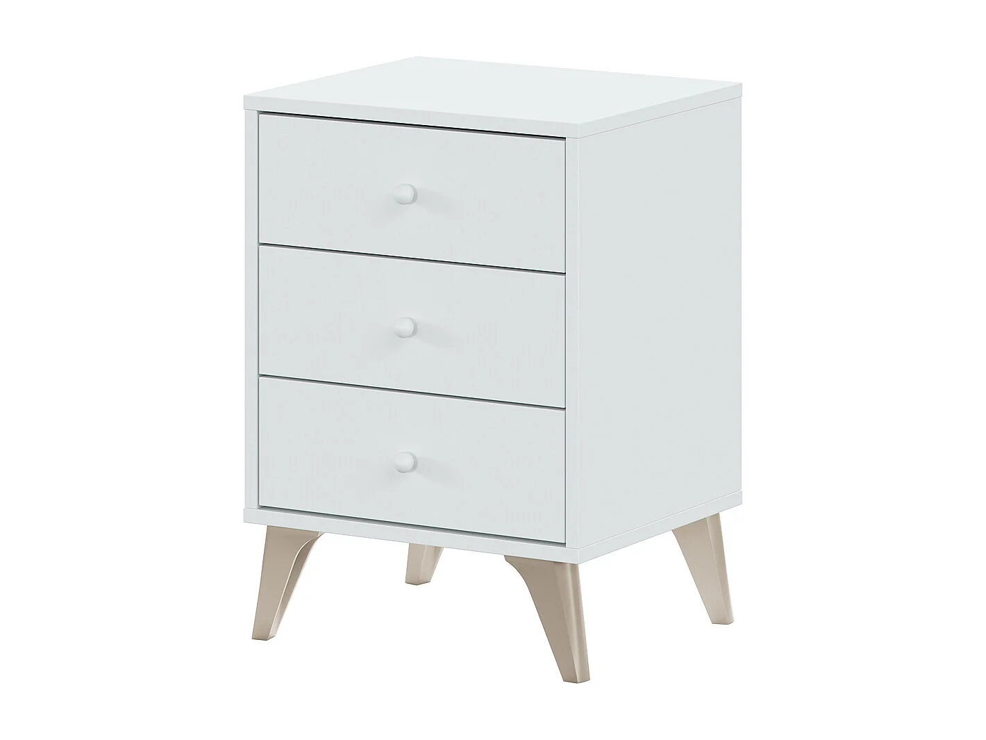 Comodino 3 cassetti 40 X 34 X 56 cm BIANCO camera da letto con piedi - 007803AComodino 3 cassetti 40 X 34 X 56 cm BIANCO camera da letto con piedi - 007803A
