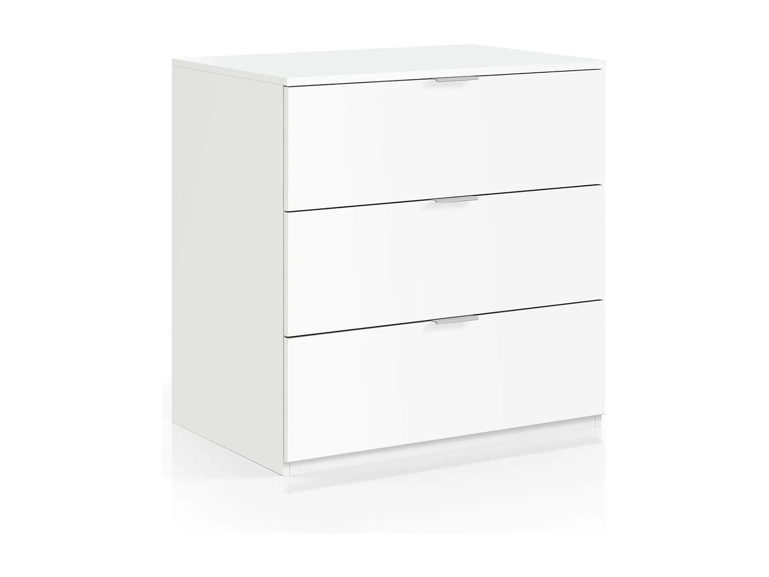 Cassettiera 3 cassetti 77 X 40 X 80 cm BIANCO camera da letto senza piedi - LC7823O