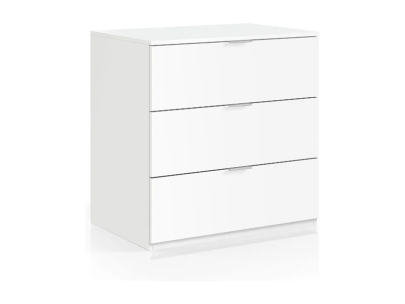 Cassettiera 3 cassetti 77 X 40 X 80 cm BIANCO camera da letto senza piedi - LC7823O