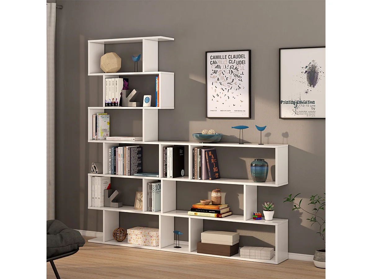 Libreria scaffale multiuso BIANCA con ripiani 110 X 25 X 97 cm salone studio camera - 301012BO