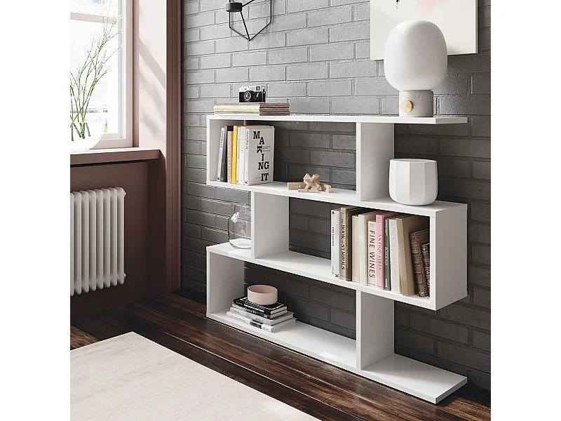 Libreria scaffale multiuso BIANCA con ripiani 110 X 25 X 97 cm salone studio camera - 301012BO