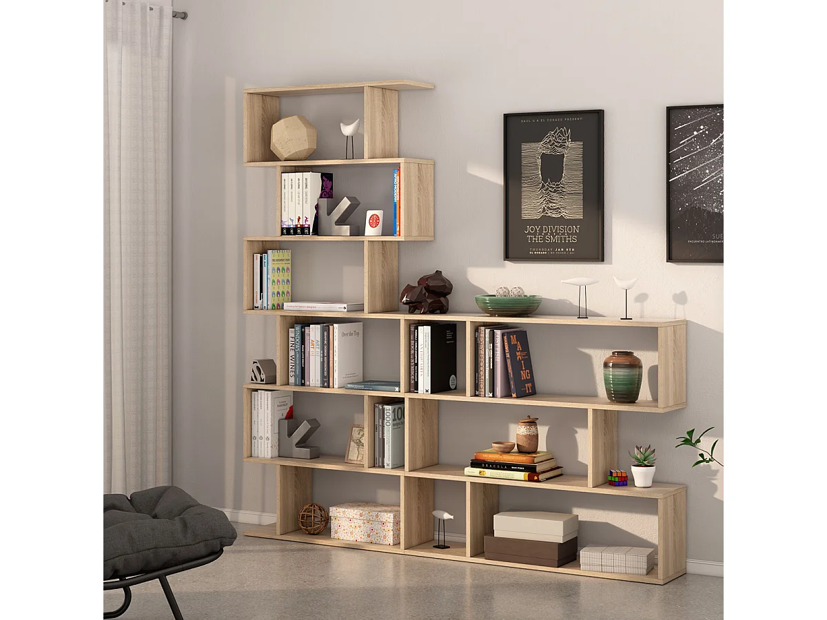 Libreria scaffale multiuso ROVERE con Ripiani 80 X 25 X 192 cm salone studio camera - 301013F