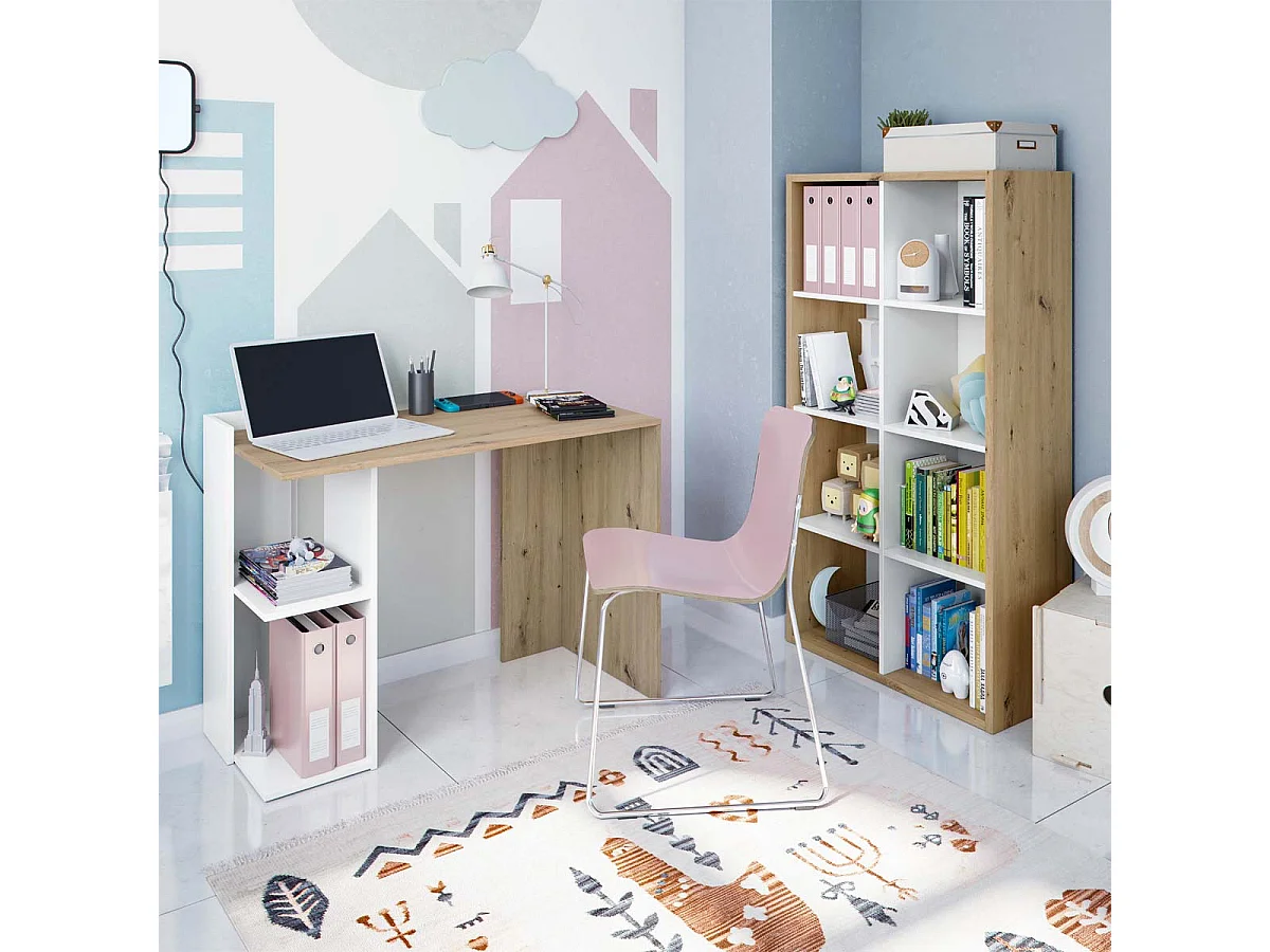 Libreria scaffale cubi rovere nodi bianco con ripiani 72 X 33 X 137 cm studio salone camera 015419W