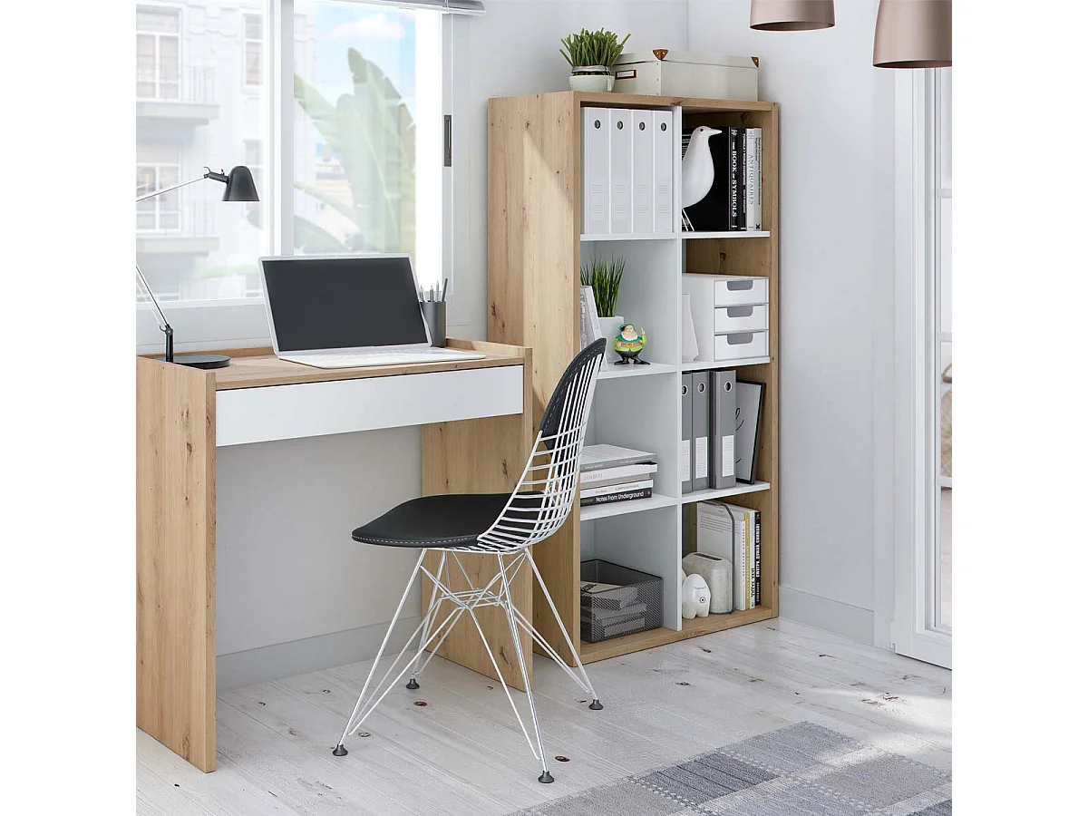 Libreria scaffale cubi rovere nodi bianco con ripiani 72 X 33 X 137 cm studio salone camera 015419W