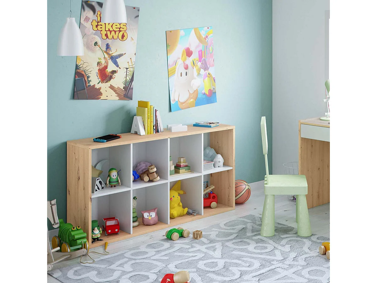 Libreria scaffale cubi rovere nodi bianco con ripiani 72 X 33 X 137 cm studio salone camera 015419W