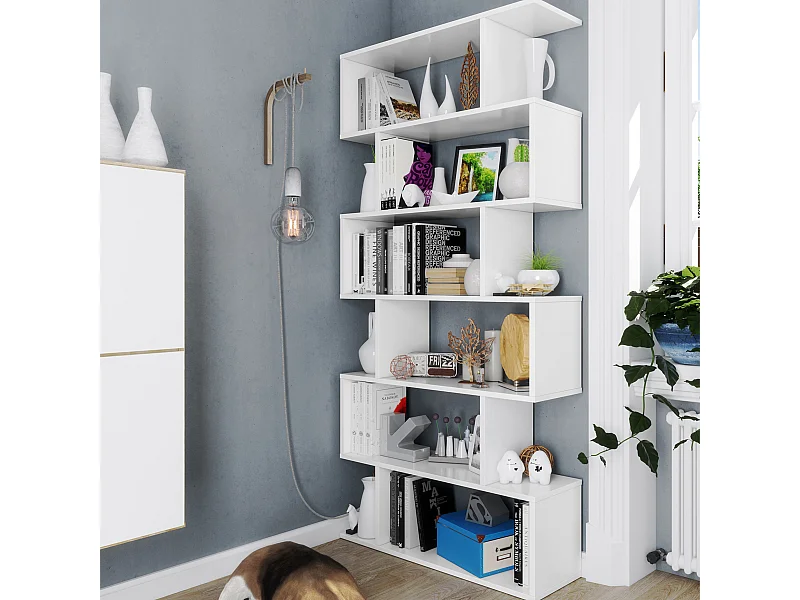 Libreria scaffale multiuso BIANCA con Ripiani 80 X 25 X 192 cm salone studio camera - 301013BO