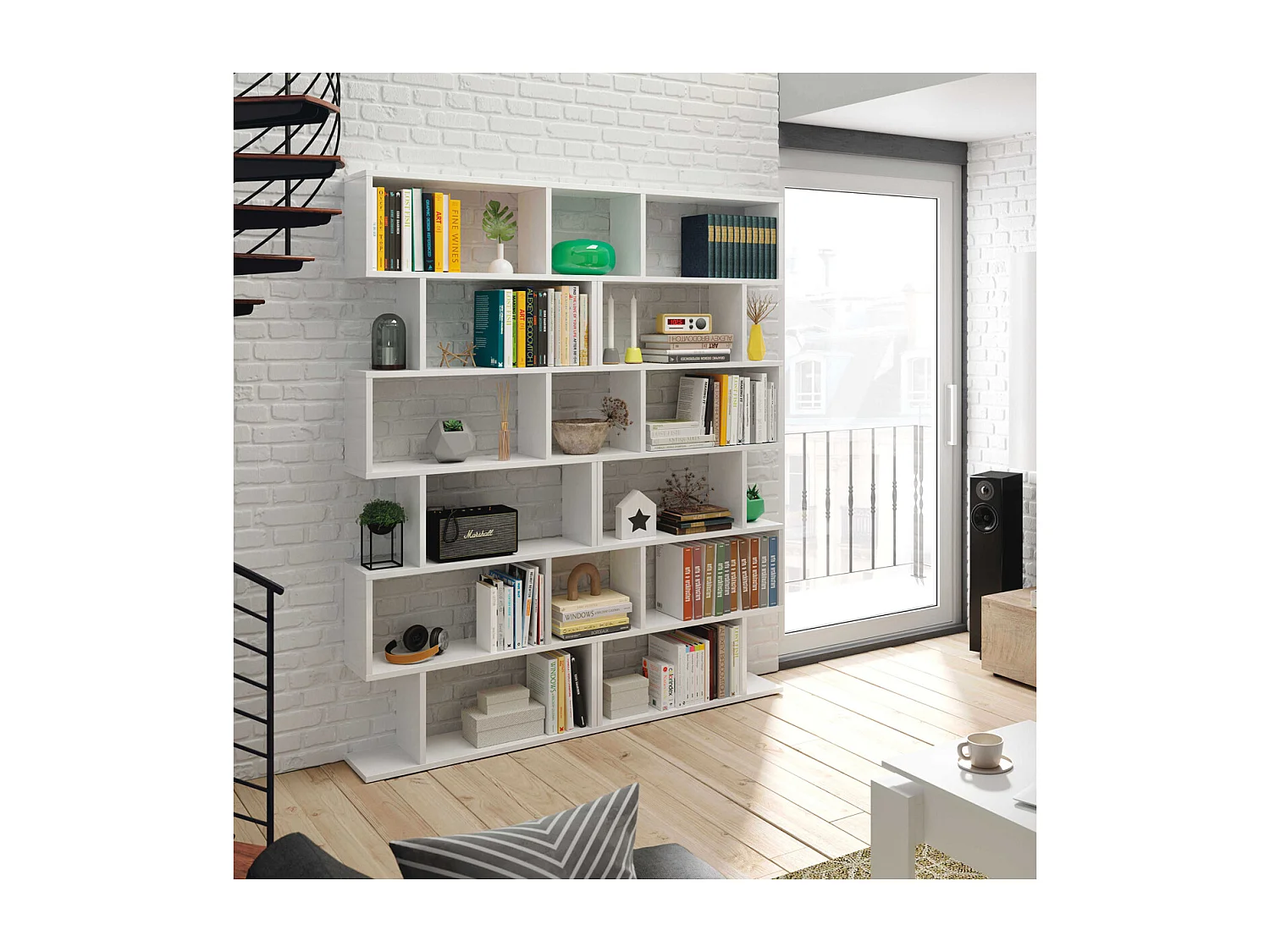 Libreria scaffale multiuso BIANCA con Ripiani 80 X 25 X 192 cm salone studio camera - 301013BO