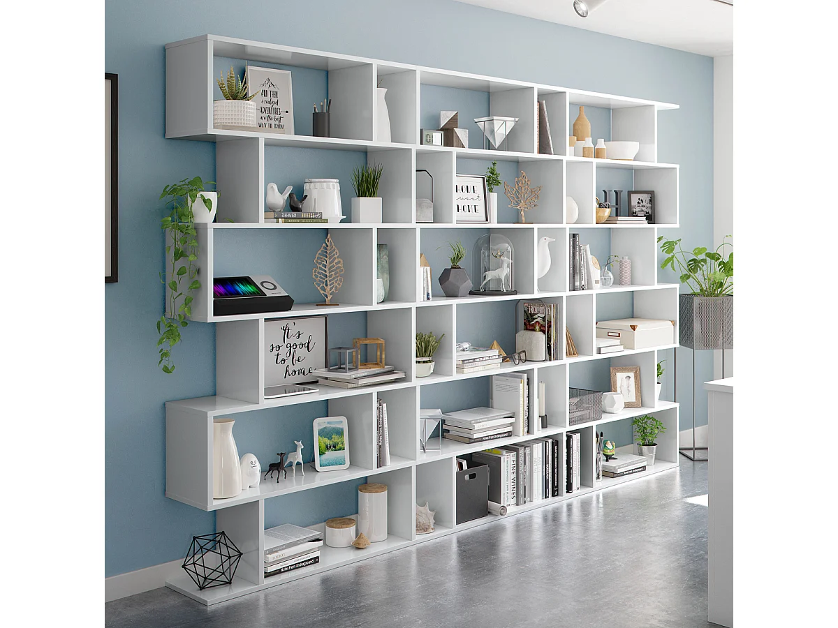 Libreria scaffale multiuso BIANCA con Ripiani 80 X 25 X 192 cm salone studio camera - 301013BO