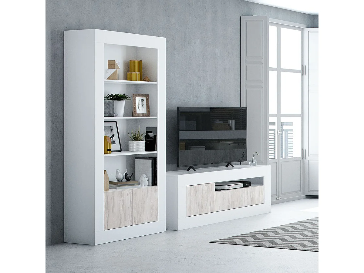 Libreria scaffale colonna multiuso BIANCA 5 ripiani 94 X 35 X 181 cm studio salone camera 036629A