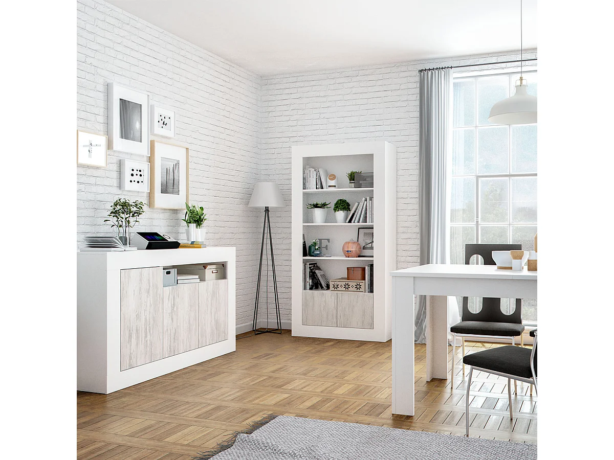 Libreria scaffale colonna multiuso BIANCA 5 ripiani 94 X 35 X 181 cm studio salone camera 036629A