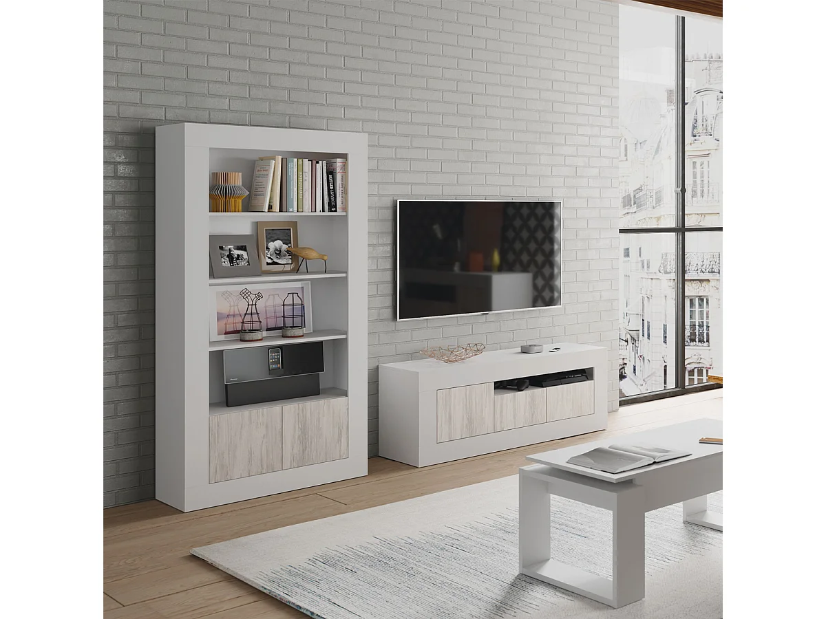 Libreria scaffale colonna multiuso BIANCA 5 ripiani 94 X 35 X 181 cm studio salone camera 036629A