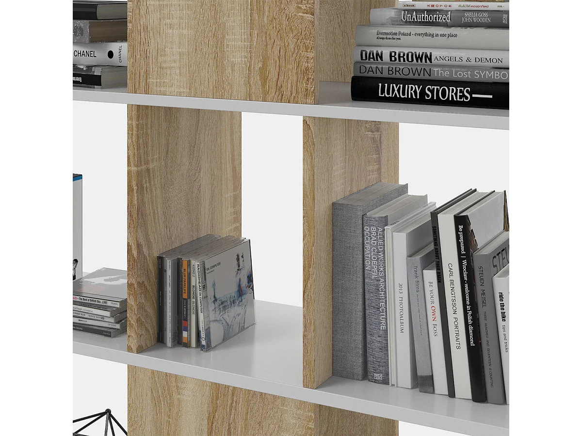 Libreria scaffale multiuso zig zag ROVERE+BIANCO con ripiani 145 X 29 X 145 cm salone studio camera 0F2251A