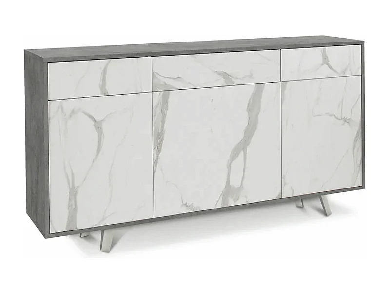 Mobile credenza madia con 3 cassetti cemento calacatta A7076CEMCK
