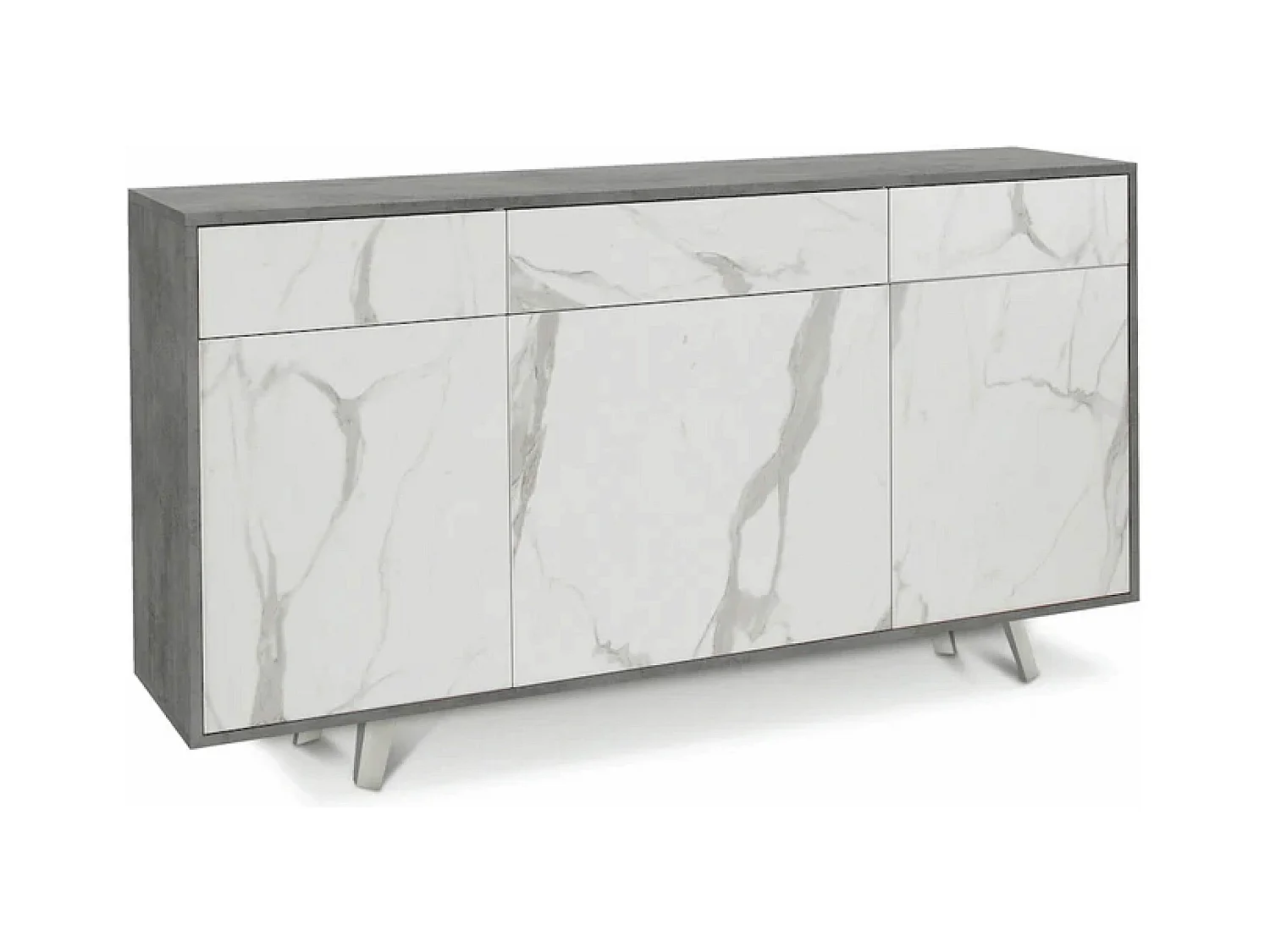 Mobile credenza madia con 3 cassetti cemento calacatta A7076CEMCK
