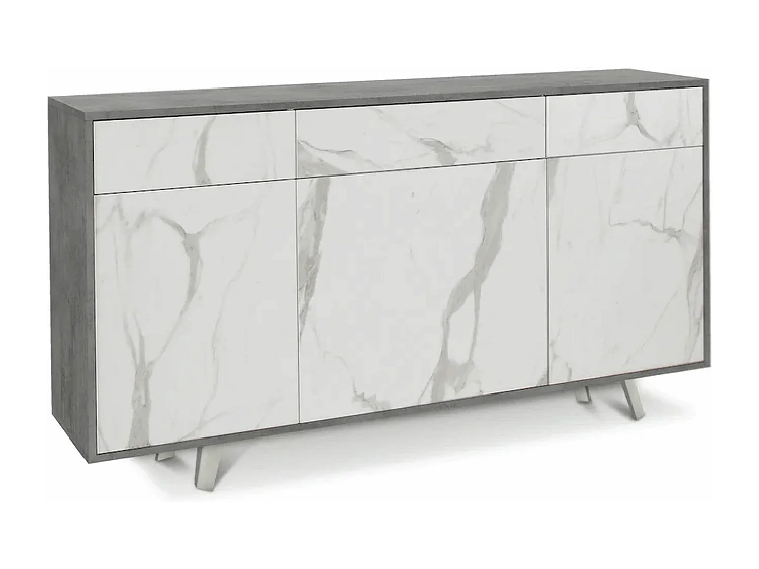 Mobile credenza madia con 3 cassetti cemento calacatta A7076CEMCK